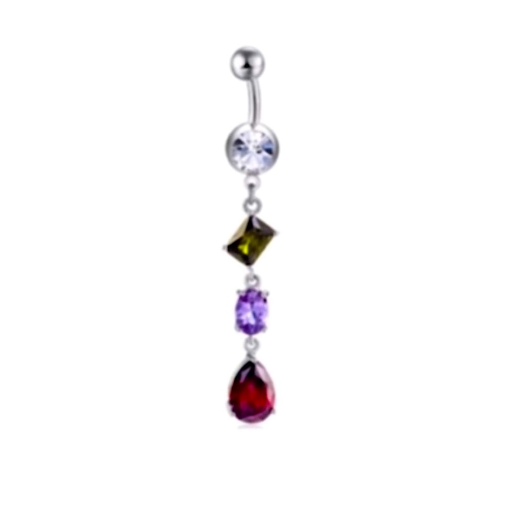 NEW Geometric Crystal Dangle Belly Ring